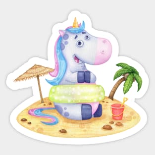 Unicorn on the beach Sticker